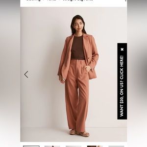 NWT Madewell The Neale Straight-Leg Pant in Drapeweave in dried rose size 10